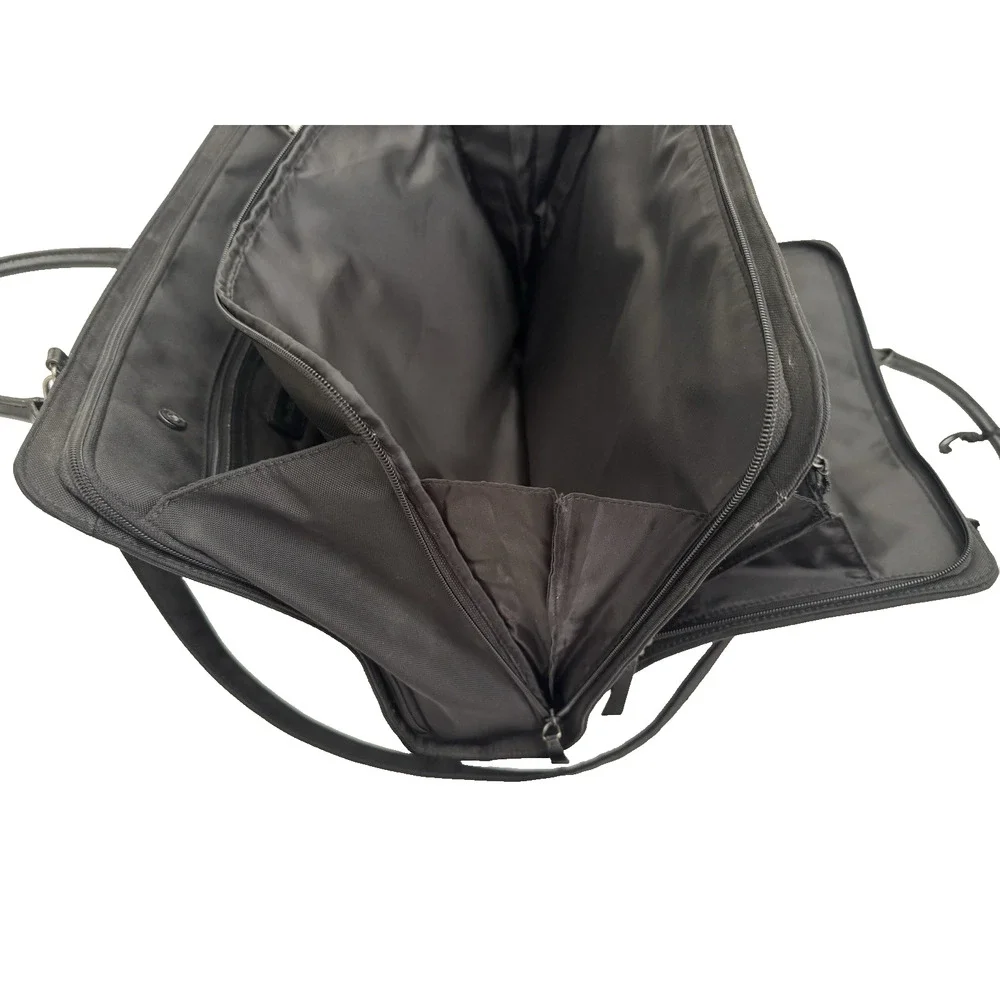 Francesco Biasia Work Tote Bag Black Nylon Leather-Trim Office Laptop Organizer